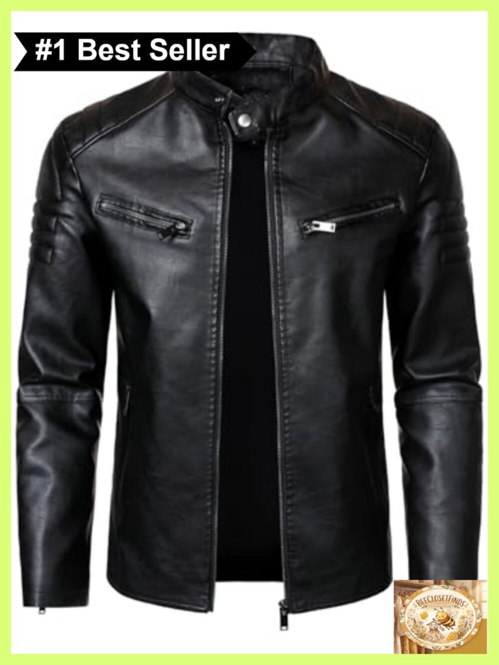 Faux Leather Motorcycle Jacket Stand-up Collar Vintage Coat Outwear